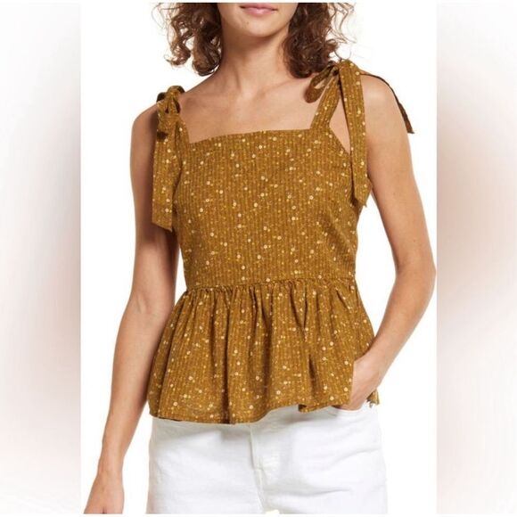 NWOT Madewell Rosalie Tie-Strap Top in Daisy Stitch Peplum Size XXL - Picture 3 of 17